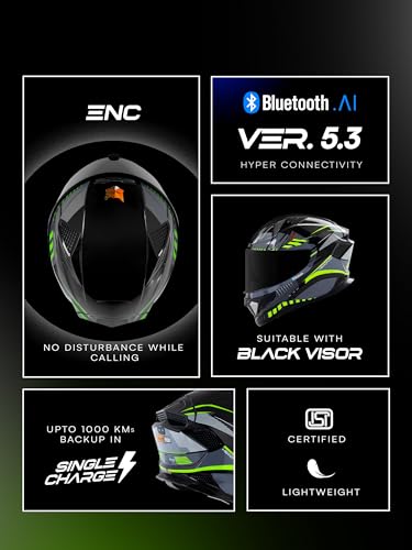Image of HEADFOX N2F Track Full Face Bluetooth Helmet for Bike | Waterproof Smart Helmet for Men & Women | Built-in Bluetooth for Calls, ENC, Music & GPS | Voice Assist | ISI Certified
