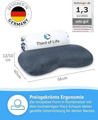 2. Bild von Nacken-Kissen NuMOON QuickDry | Memory-Foam mit Wellnesskern | Schnelltrocknender Klima-Bezug | Schlafkissen für Seitenschläfer & Rückenschläfer | HWS-Kissen zur Steigerung des Tiefschlafs, 55x40x12cm
