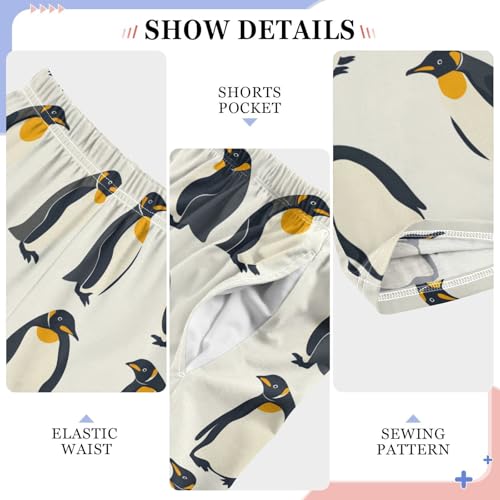 Boys' Pants Doodle Yellow Penguin White Long Bottoms Jogger Pants Elastic Waist Trousers with Pockets S-XL4