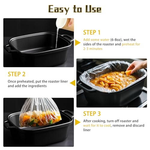 Image of Electric Roaster Liners 34 x 18 Inch, 4 Count Roaster Liners Disposable Fit 16, 18, 22 Quart Roasters, Roasting Oven Liners Cooking Bags for Immediate Cleanup