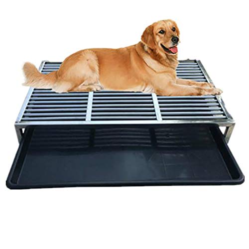 Toilette pour chien en acier inoxydable avec plateau amovible intérieur extérieur