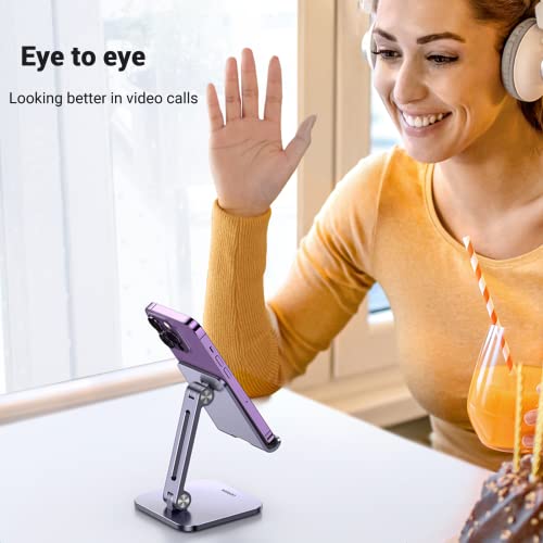 Ugreen Phone Stand Desk Cell Phone Holder Stand Stable Angle Adjustable Foldable Office Tabletop Aluminum Compatible With Iphone 14 Pro Max Plus 13 Pro Max 12 11 Samsung Galaxy S23 Ultra, 7.9 In #TOP1