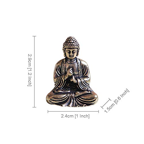 Crafts Exquisite Mini-Sakyamuni-Statue aus Messing, wertvolle Skulptur, meditierend, antiker Stil, Heimdekoration