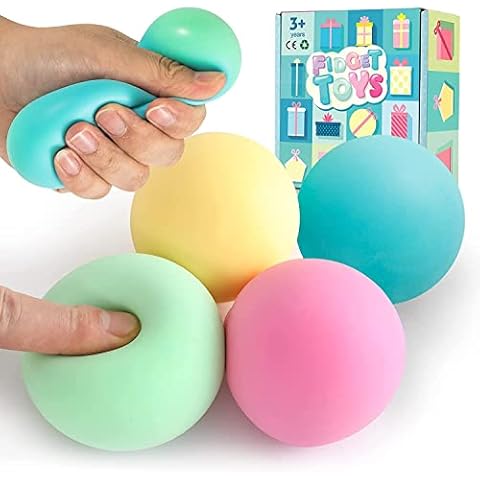 ZaxiDeel Colour Changing Stress Balls 4 Pack - Squishy Rainbow nedo Stress Ball to Relax, Fidget Stress Toys for Anxiety Relief, Nee doh Squeeze Toys for Autism Cover