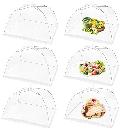 Mesh Food Covers Outdoor Masonda Pop-Up Food Tents(6 Pack) for Picnics/Grill/Party Outside Food Umbrella 100% Protection from Flies Reusable and Collapsible Net Cover 17×17 Inch