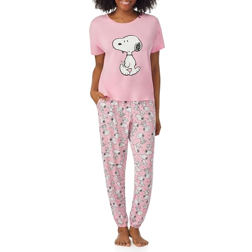 Image of Richard Leeds International Womens 2 Piece PJs Set - Disney | Hello Kitty | Snoopy - Short Sleeve Top & Jogger Lounge Sets