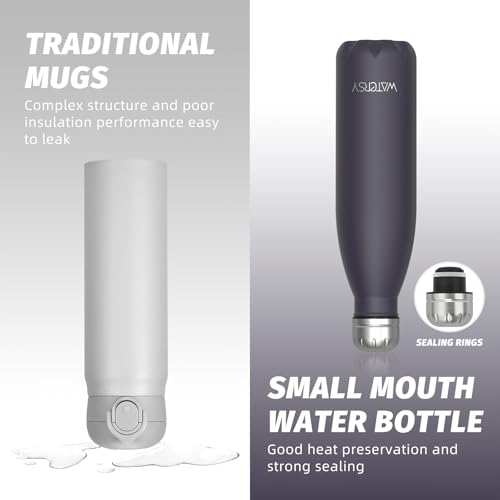 Image of WATERSY Stainless Steel water bottles,17oz /500ml Insulated Water Bottles,Dark Purple metal water bottle Keeps Drink Cold and Hot,BPA Free kids water bottles for School,Gym,Travel,Sports