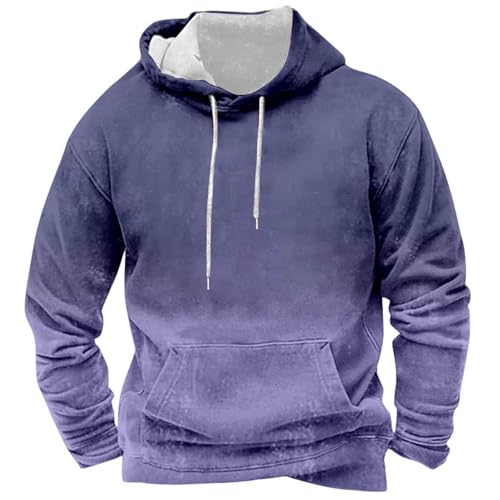 Men's Casual Hoodies Gradient Plus Size Drawstring Hoodies Pullover Sweatshirts Long Sleeve Shirts Fall Outfits