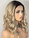 K'ryssma Ombre Blonde Lace Front Wig Bob Short Wavy Synthetic Wig with Middle Part Dark Roots to Blonde Ombre Wigs Heat Resistant