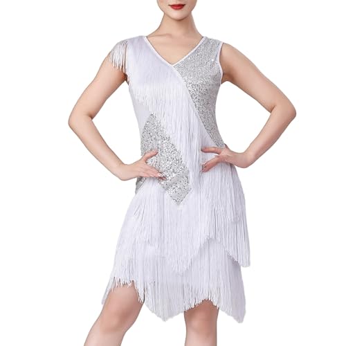 Generisch Élégante robe de scène avec paillettes scintillantes et franges pour les compétitions de danse latino-américaines dans la salle de bal et les...