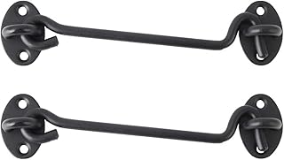 DEPILA Hook and Eye Latch Gate Bolt Gate Hook Lock,16 Inch Cabin Hook,Stainless Steel Eye Latch Privacy Hooks Door with Screws Lock for Gate Shutters Window Slide Barn Shed Black,2pcs Latch (Size : 6