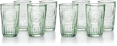 Bormioli Rocco Romantic Set Of 4 Cooler Glasses, 16 Oz. Colored Crystal Glass, Pastel Green, Made In Italy. (Pack of 2)