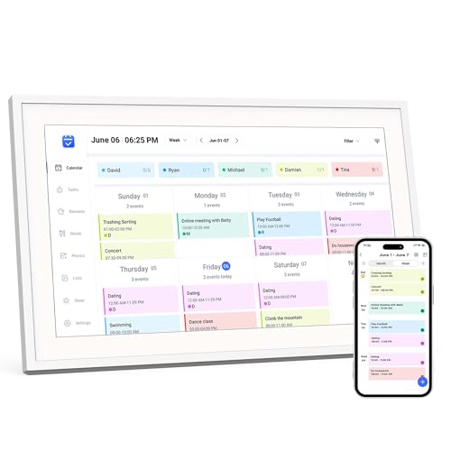 PROSCAN Elite PDPFC1500 15-Inch Smart Family Calendar WI-FI Cloud Digital Picture Frame