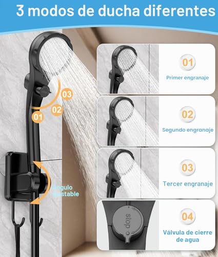 Miniatura 8 de Wadeo Ducha Portátil Para Camping Con Batería Con Bomba Y Cubo De Ducha, Juego De Ducha Para Camping Al Aire Libre Con Batería, Para Camping, Viajes, Jardinería, Lavado De Coches Plata Gris
