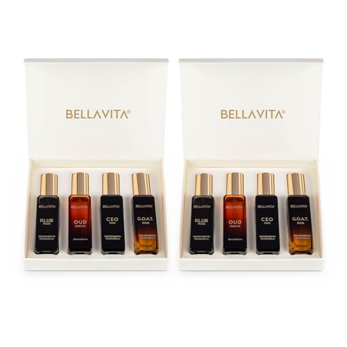 Bella Vita Luxury Long Lasting Men Gift Set | Perfume for Man | Pack of 2 (4x20ml) | Gifts for Men | Woody, Citrusy, Oud, Premium Fragrance Scent | KLUB, OUD, CEO, G.O.A.T