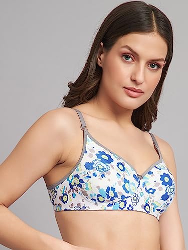 Image of Women's Cotton Floral Printed Lightly Padded Full Coverage Non-Wired T-Shirt Bra