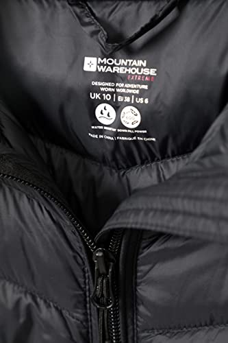 Mountain Warehouse Featherweight Down Womens Jacket - Lightweight & Water Resistant Ladies Rain Jacket, Thermal Parka Coat, Packaway - Travelling, Hiking, Camping Black Women's Size 12 - Image 6