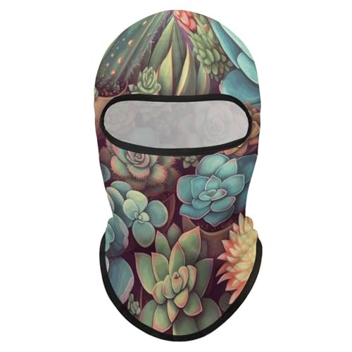 Balaclava para hombres, máscara para esquí y ciclismo, cubreboca de invierno con diseño de suculentas