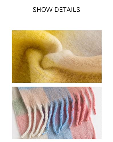 Women's Autumn/Winter Scarf Mohair Scarf Plaid Pattern Shawl Thickened Soft Warm Fashion Scarf4