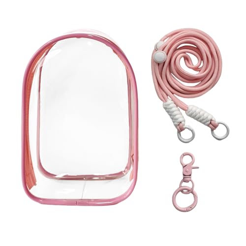 Image of Clear Figure Display Bag with Keychain and Lanyard, Protective Doll Case, 18.5cm /7.28in Crossbody Doll Storage Bag