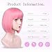 T-color Pink Bob Wigs for White Women - 12'' Short Bob Wigs With Bangs Natural Fashion Synthetic Wig Colorful Synthetic Hair for Daily Cosplay Halloween