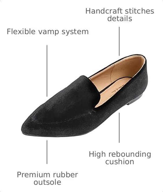 Image of FEVERSOLE Women's Loafer Flat Pointed Fashion Slip On Comfort Driving Office Shoes