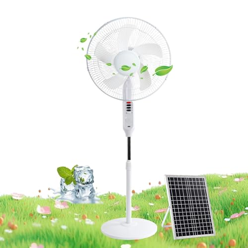 MZQMK Ventilador De Pie Silencioso, Ventilador De Pie Solar, para Hogar Oficina Dormitorio Campamento