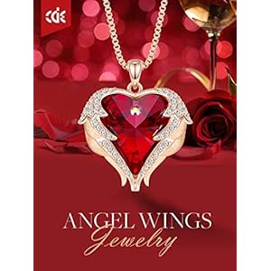 CDE Angel Wings Necklaces for Women, Love Heart Silver Tone/Gold Tone Pendant with Birthstone, Wedding Anniversary,Christmas, Valentine's/Mother's Day or Birthday Jewelry Gifts for Mom Wife Girlfriend Her CDE Angel Wings Necklaces for Women Love Heart Silver ToneGold Tone Pendant with Birthstone Wedding AnniversaryChristmas ValentinesMothers Day or Birthday Jewelry Gifts for Mom Wife Girlfriend Her