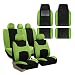FH Group FH-FB030115 Light & Breezy Cloth Seat Cover Set Airbag & Split Ready with Premium Carpet Floor Mats Green/Black - Fit Most Car, Truck, SUV, or Van