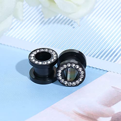 Ironbox 6Pairs 00Gauges Ear Tunnel Expander Earrings Stainless Steel With Ziecon 0G Ear Plugs Earrings 2G Ear Stretcher Piercings Jewelry 14G-00G Double Flared Screw Fit Ear Gauges Set thumb #2