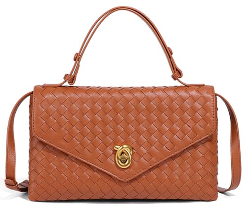 PU Leather Woven Crossbody Purses Women Crescent Hobo Bags Satchel Shoulder Bag Knotlock Messenger Envelope Handbag 2025