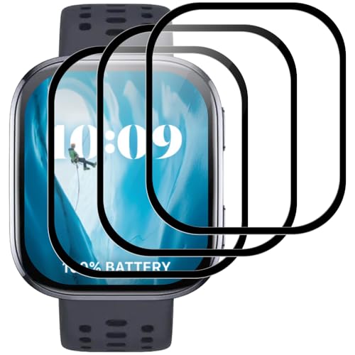 Beukei Protector de Pantalla Compatible con Amazfit Bip 6, 3 Piezas pantalla cristal templado, [Cristal Dureza 9H] [Anti-Rayaduras] vidrio