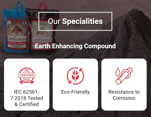 Image of Pacify Earthing Chemical /Back Fill Compound for Electrical Earthing 15 KG Bag | Compatible with 1mtr Earthing Electrode | To Enhance Conductivity | High Quality