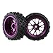 Mxfans Black Flower Pattern Rubber Tyres + Purple Y-Shape Aluminum Alloy Wheel Rims for RC 1:10 On-Road Racing Car Pack of 4