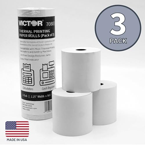 Victor Thermal Paper Roll For Printing Calculators & Cash Registers, 3 Pack, 165 ft (70803) - Image 2