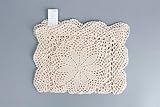 yazi Crochet Cotton Lace Placemats Doilies Rectangle Doilies Value Pack 2pc, Beige, 10inches by 16inches