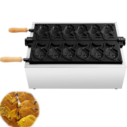 ZenHailure Gofrera De Acero Inoxidable,Máquina De Waffles Taiyaki con Calefacción Uniforme,Placas Antiadherentes Y Diseño Duradero Adecuada para Hogar,Pastelerías Y Tiendas De Bocadillos