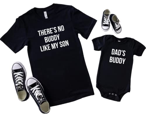 Image of Daddy and son matching outfits shirts Father's Day No buddy like my son dad's buddy baby toddler daddy's boy (Adult 3XL, There's no Buddy like my son, Black)