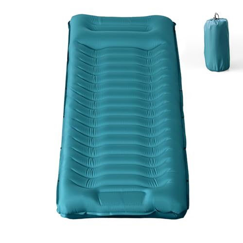 Isomatte Camping mit integrierter Fußpumpe 8cm Dicke Aufblasbare Campingmatte Outdoor, Wasserdicht & Reißfest 50D Nylon – Ultraleicht Luftmatratze für Zelt, Wandern & Gästebett