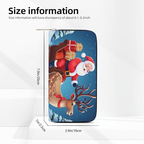 Christmas Santa Deer Leather Wallet For Women Girl, Zip Around Credit Card Holder Long Pu Wallet Clutch Purse Waterproof Travel Handbag3
