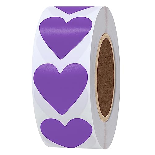 Hybsk 1000pcs Purple Heart Stickers 30mm Love Labels for Crafting Scrapbooking (Purple)