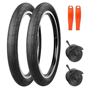 MEGHNA 20x2.4 Zoll (64-406) MTB Reifen-Breiter Fahrradmantel Profilstarker Offroad Tires für Jugend-Mountainbikes/BMX/Fa... (Schwarz-2Reifen+2 Schläuche+2Reifenheber, 20x2.4 Zoll)