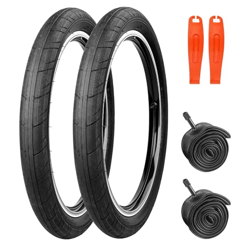 WEEROCK 20 Inch BMX Tire, 20 x 2.4 (64-406) Bike Tires, 2 Pack Folding Bead Replacement Tyre with/Without Inner Tubes for 20" Bicycles, MTB, Mountain Bike, BMX, Dirt Jumper, Black