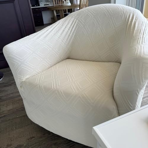 Image of SearchI Waterproof Club Chair Slipcover Stretch Barrel Chair Covers Jacquard Tub Chair Slipcovers Spandex Armchair Sofa Cover Removable Couch Furniture Protector Arm Chair Cover for Living Room(Beige)