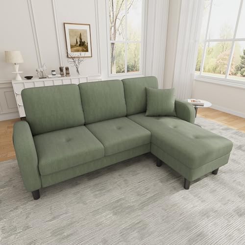 DUlVBPE 166 x 118 x 77 cm - Sofá esquinero en forma de L con chaise longue - Sofá de 3 plazas de pana, patas de plástico, diseño modular, ideal para salones, apartamentos y oficinas