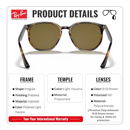 Image of Ray-Ban RB4306 Square-Round Shaped Sunglasses for Men & Women with Official RAYBAN Eyewear Kit