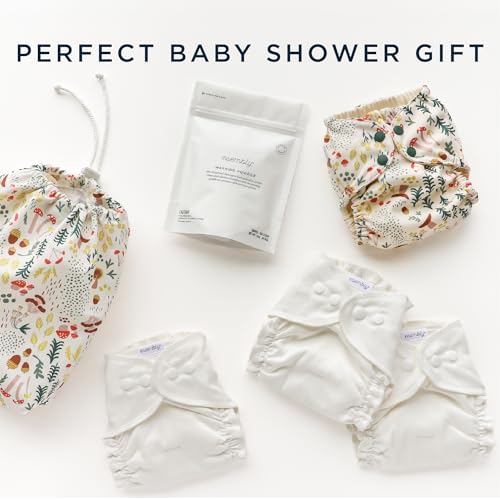 Esembly Try-It Kit - Cloth Diaper Starter Set with Organic Cotton Diapers, Waterproof Diaper Cover, Wet Bag, and Laundry Detergent - Fantastic Fungi, Size 2 (18-35lbs) - Thumbnail 6