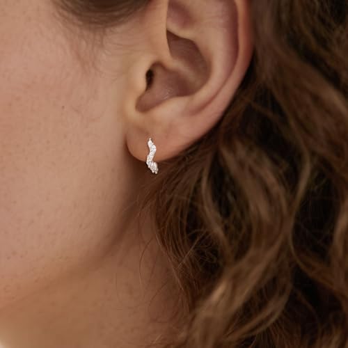 SLUYNZ 925 Sterling Silver Marquise CZ Earrings Hoop for Women Teens Teardrop CZ Huggie Earrings Leaf2