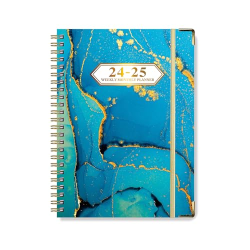 2025年7月から毎週12か月のポケットを備えた毎週のプランナー。 2024年6月。 2025ブックマーク付きのハードカバーアカデミックプランナー