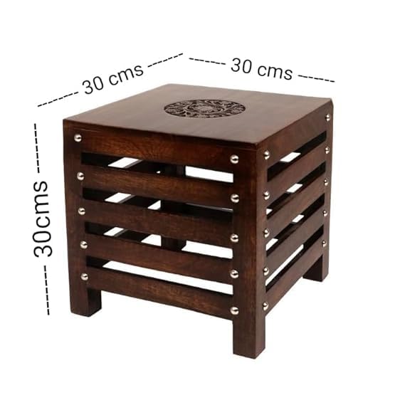 Image of Wooden Stool Table Solid Wood Best Used as Bedside Corner Footrest Foot Step Stool Tea Coffee Plants for Living Room Outdoor Furniture Pre-Assembled (Brown NEW)